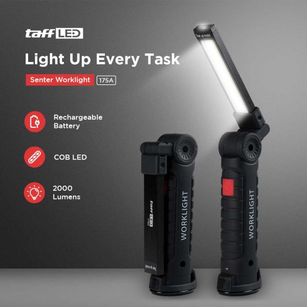 TaffLED Worklight Senter COB Magnetic Flashlight LED 2000 Lumens - 175A