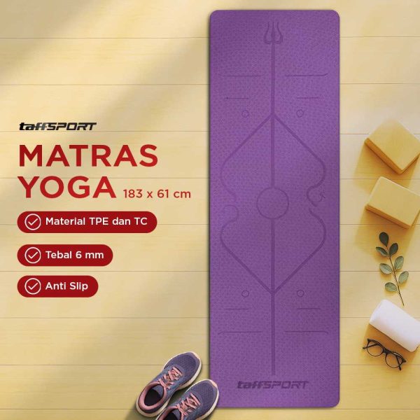 TaffSPORT Matras Yoga Mat 6mm Karpet Workout Anti Slip TPE 183x61cm - PROlite 60