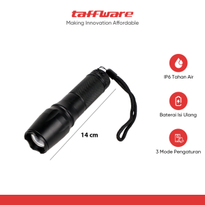 TaffLED Senter Tactical LED Cree XML-T6 3000 Lumens + Baterai + Charger + Box - E97