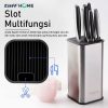 TaffHOME Tempat Pisau Dapur Stand Tool Knife Holder Stainless Steel - DJ-012 - Silver