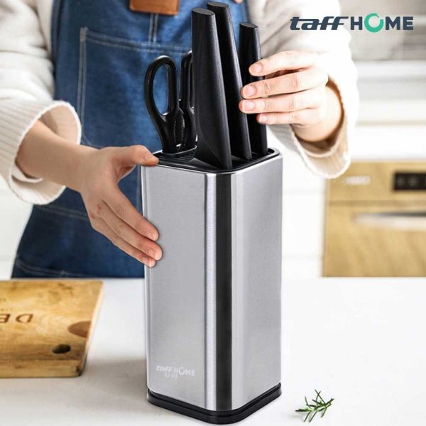 TaffHOME Tempat Pisau Dapur Stand Tool Knife Holder Stainless Steel - DJ-012 - Silver