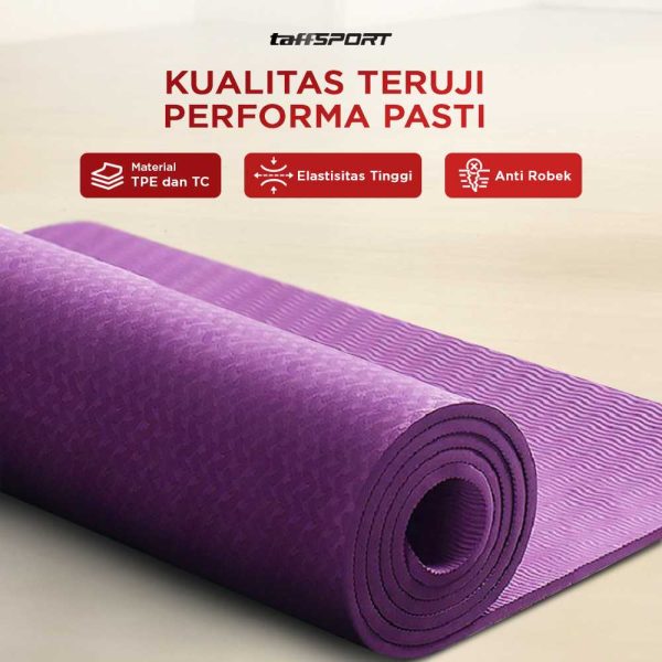 TaffSPORT Matras Yoga Mat 6mm Karpet Workout Anti Slip TPE 183x61cm - PROlite 60