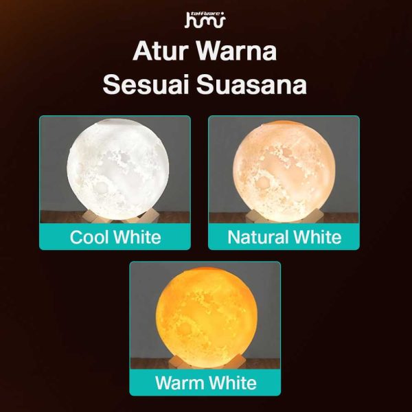 Taffware Air Humidifier Lampu Tidur 3D Moon Night Light - Humi AX-08