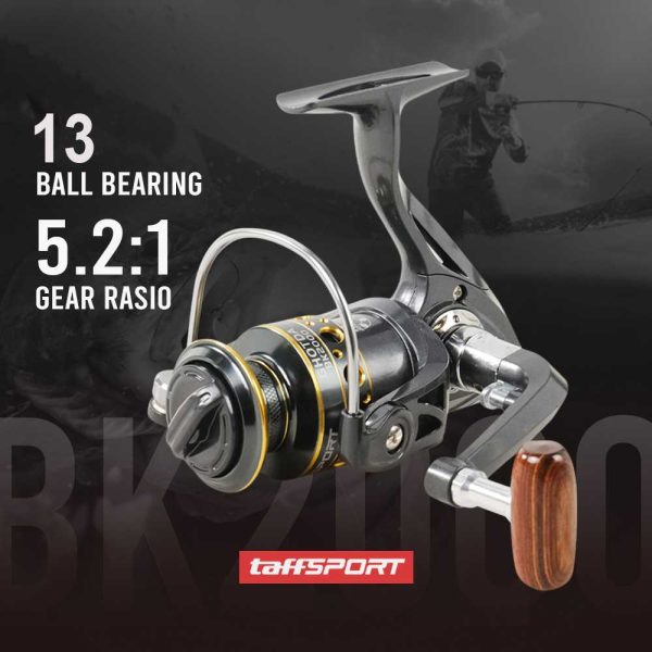 TaffSPORT Reel Pancing Spinning Fishing 5.2:1 BB 13 - BK2000