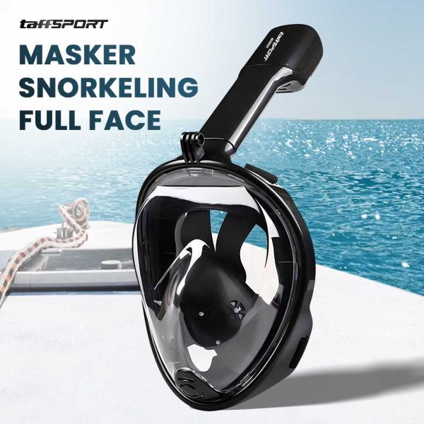 TaffSPORT Masker Full Face Scuba Diving Snorkeling- M2068G - Black