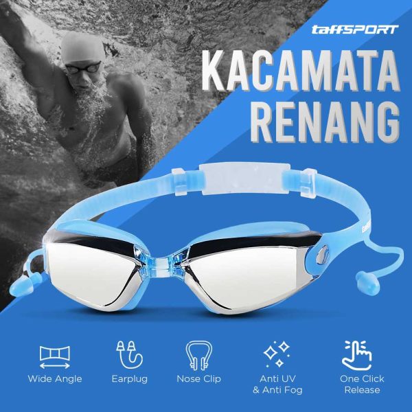 TaffSPORT Kacamata Renang dengan Penutup Telinga
