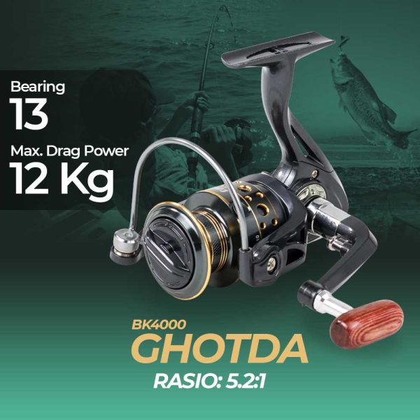 TaffSPORT Gold Sharking Reel Pancing Spinning Fishing 5.2:1 Ball Bearing 13 - BK4000