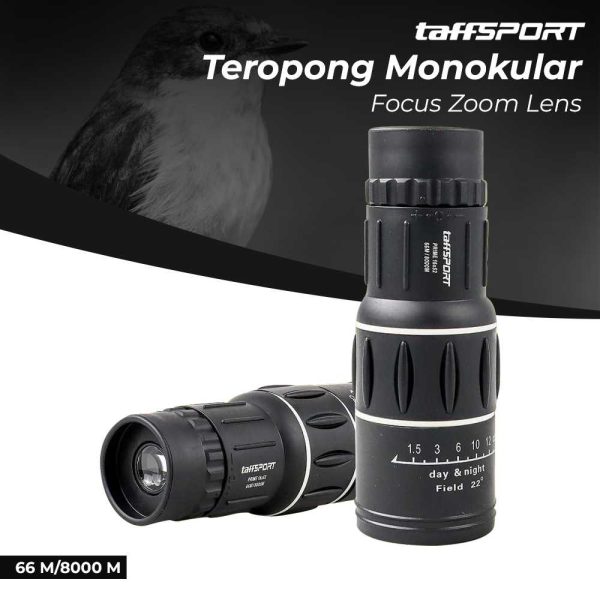 TaffSPORT Prime Teropong Monokular Focus and Zoom Lens Adjustable Telescope 66M/8000M - 16x52