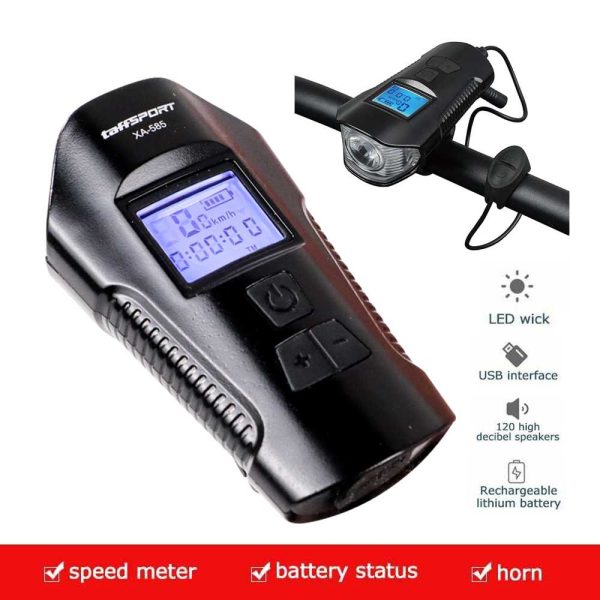 TaffSPORT Lampu Klakson Sepeda LCD Screen Waterproof + Speedometer