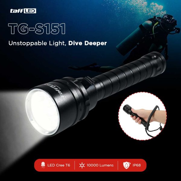 TaffLED Senter LED Scuba Dive Waterproof 200M T6 - TG-S151