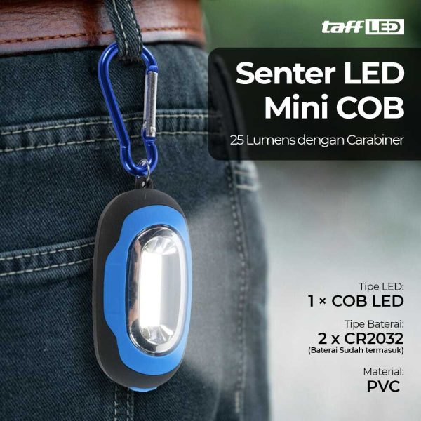 TaffLED Senter LED Mini COB 25 Lumens dengan Karabiner - BM-9402