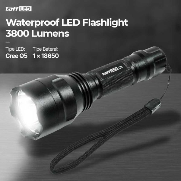 TaffLED Senter LED Flashlight Waterproof Cree Q5 3800 Lumens - C8