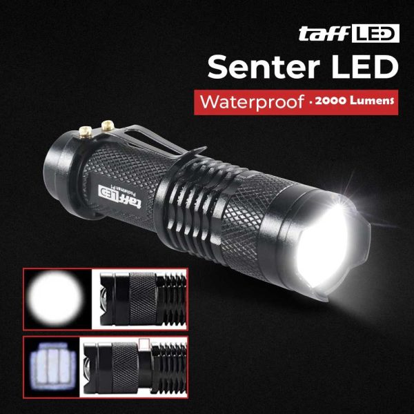 TaffLED Senter LED 2000 Lumens Waterproof Pocketman P1
