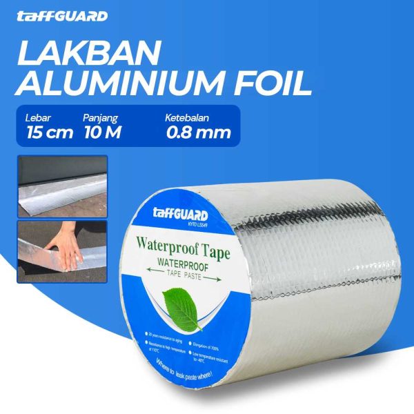 TaffGUARD KYTO Lakban Aluminium Foil Butyl Super Ahesive Duct Tape Waterproof 15 cm x 5 m - LS549 - Silver