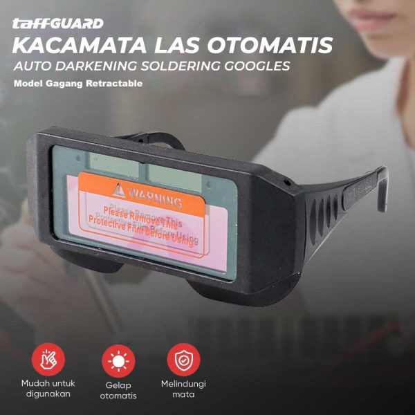 TaffGuard Kacamata Las Otomatis Auto Darkening Soldering Googles - 5100B - Black