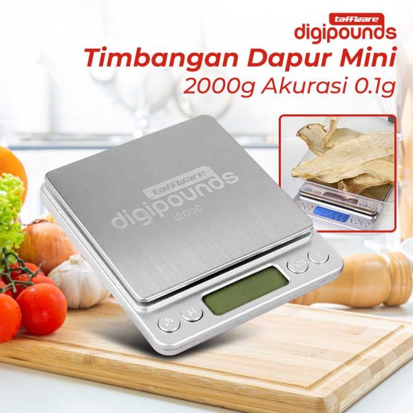 Taffware Digipounds Timbangan Dapur Mini Digital 2000g 0.1g - i2000