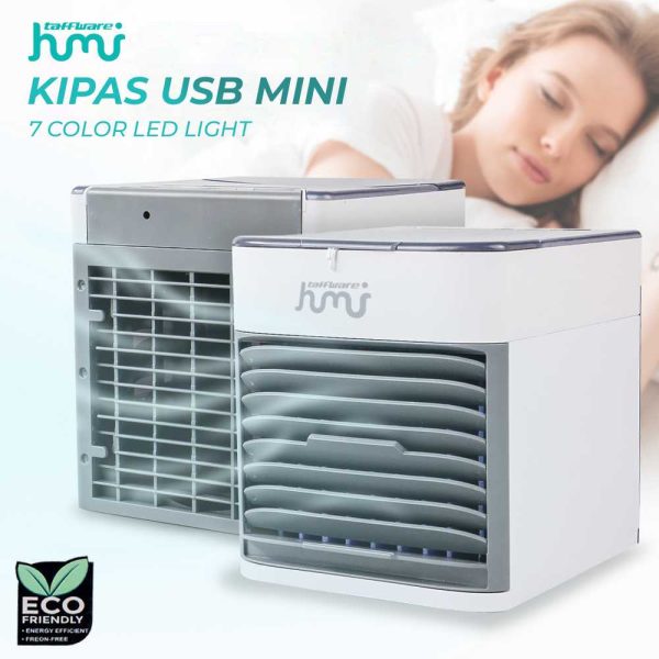 Taffware HUMI Kipas Air Cooler USB Mini Air 7 Color LED Light - K-F009