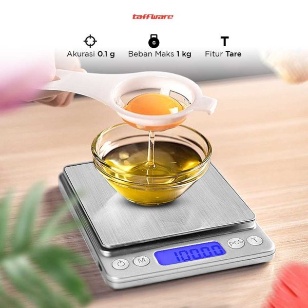 Taffware Digipounds Timbangan Dapur Mini Digital 1kg 0.1g - i2000