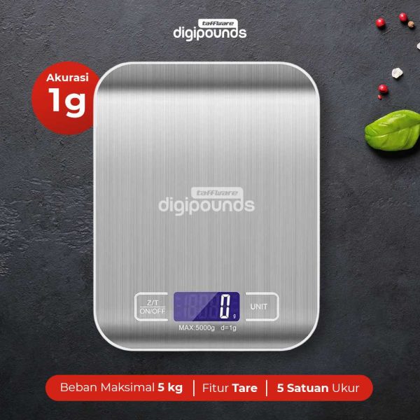 Taffware Digipounds Timbangan Dapur Digital Kitchen Scale 5kg 1g - Z1S