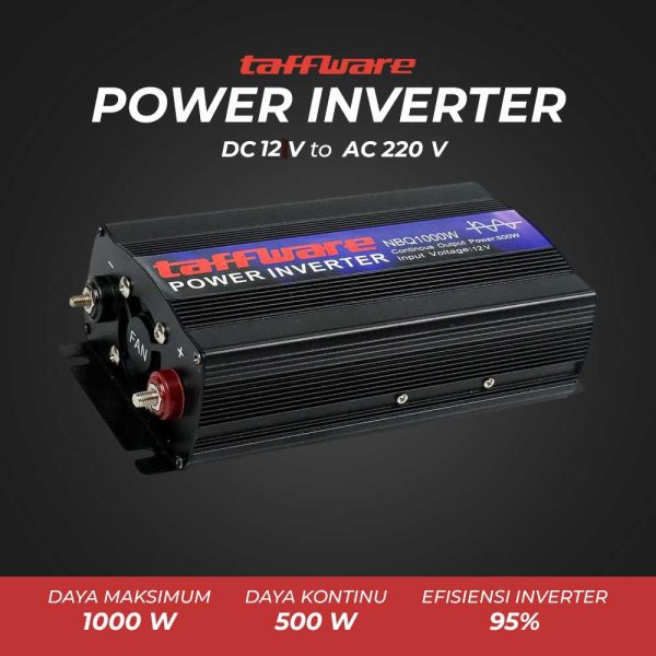Taffware Car Power Inverter Pure Sine Wave DC 12V to AC220V 1000W