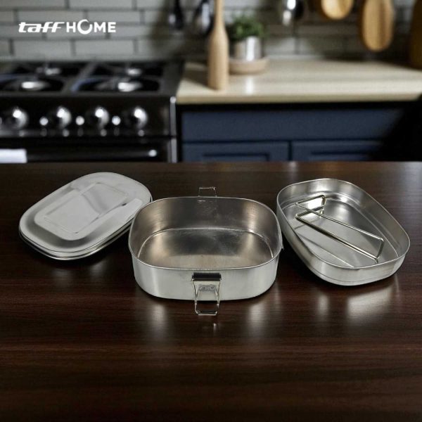 1 TaffHOME Kotak Makan Lunch Box Stainless Steel Double Layer 950ml - TR-95