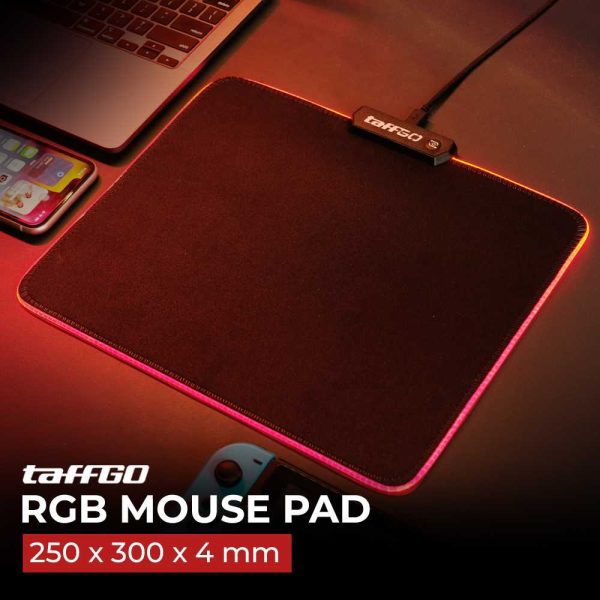 TaffGO Gaming Mouse Pad Glowing RGB LED High Precision 250x300x4mmmous