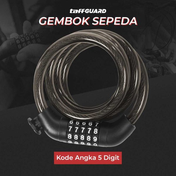 TaffGUARD Gembok Sepeda Kode Angka 5 Digit - SJ008 - Black