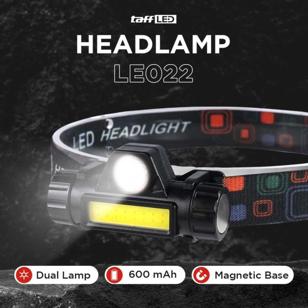 TaffLED Senter Kepala LED Headlight USB Rechargeable Q5 + COB - LE022