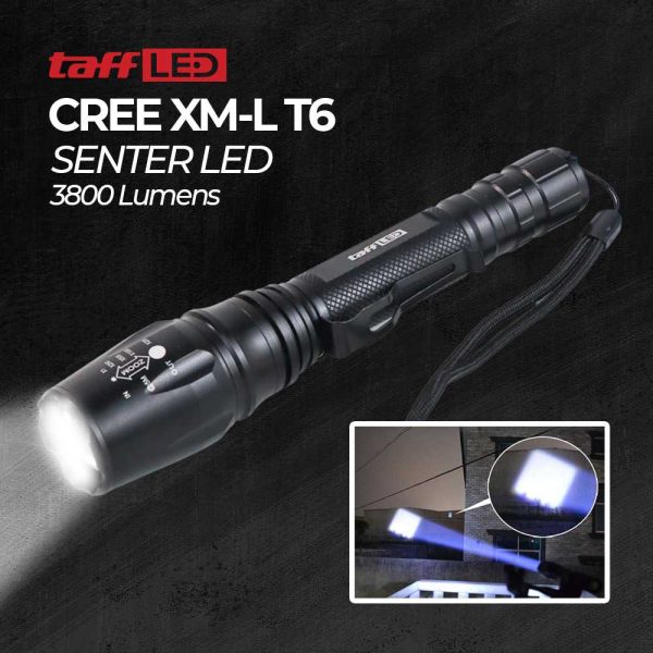 TaffLED Senter LED Flashlight Cree XM-L T6 3800 Lumens - E27
