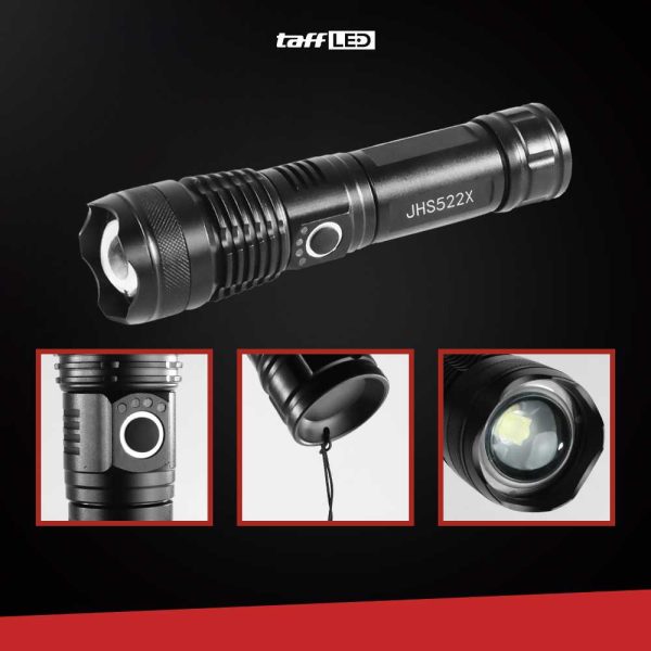 TaffLED Senter LED USB Recharge XHP50 with 2500 mAh 18650 Battery - JHS522X