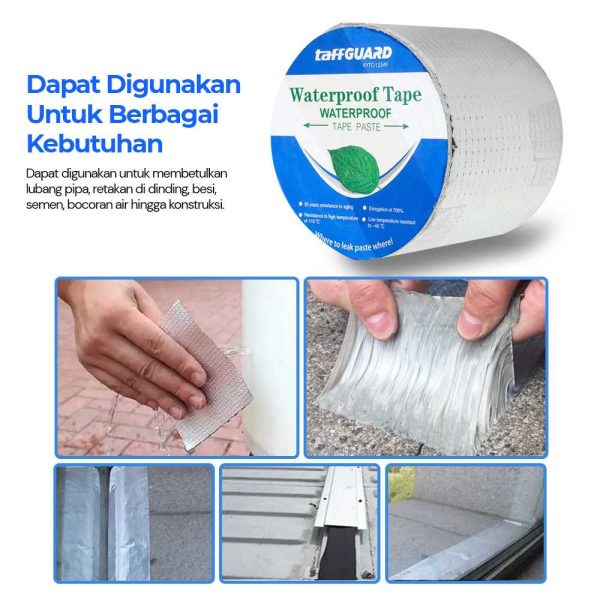 TaffGUARD KYTO Lakban Aluminium Foil Butyl Super Adhesive Duct Tape Waterproof 10 cm x 5 m - LS549 - Silver