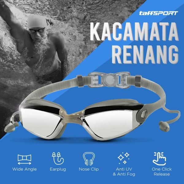 TaffSPORT Kacamata Renang dengan Penutup Telinga