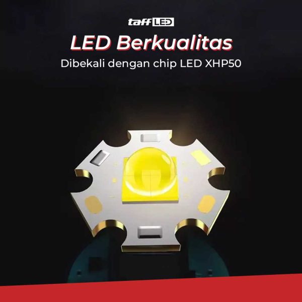 TaffLED Senter LED USB Recharge XHP50 with 2500 mAh 18650 Battery - JHS522X
