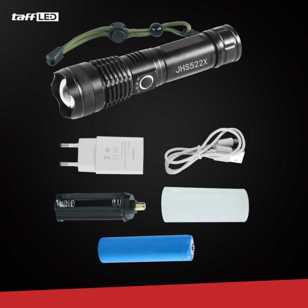 TaffLED Senter LED USB Recharge XHP50 with 2500 mAh 18650 Battery - JHS522X