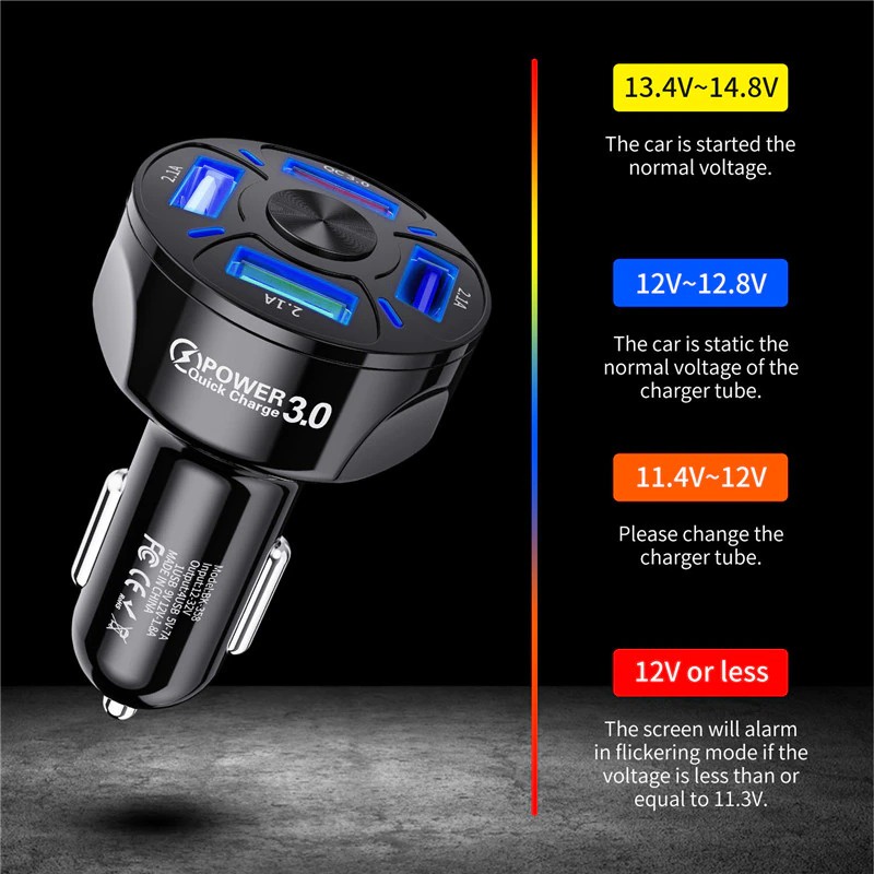 Taffware Car Charger Mobil USB 4 Port QC3.0 35W 7A - BK-358