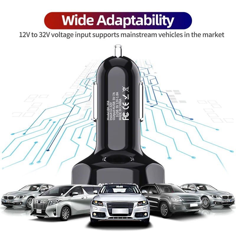 Taffware Car Charger Mobil USB 4 Port QC3.0 35W 7A - BK-358