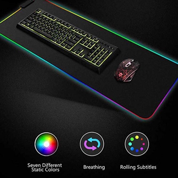 TaffGO Gaming Mouse Pad Glowing RGB LED High Precision 300 x 780 x 4 mm - HY-001 - Black