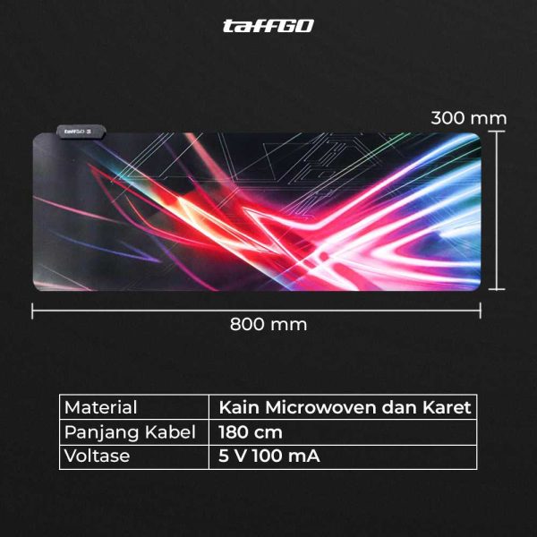 Gaming Mouse Pad TaffGO Illuminated LED RGB 800x300x4mm - RGB-03