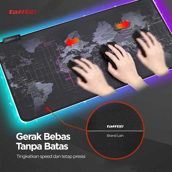 TaffGO Gaming Mouse Pad XL Peta Dunia with LED RGB 300x700x4mm - RGB-03