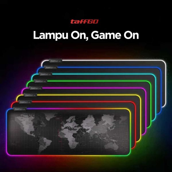 TaffGO Gaming Mouse Pad XL Peta Dunia with LED RGB 300x700x4mm - RGB-03