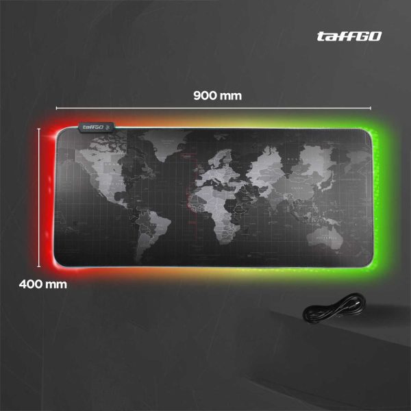 TaffGO Gaming Mouse Pad XL Peta Dunia with LED RGB 300x700x4mm - RGB-03