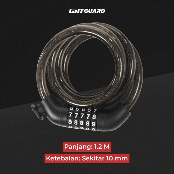TaffGUARD Gembok Sepeda Kode Angka 5 Digit - SJ008 - Black