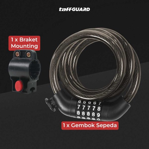 TaffGUARD Gembok Sepeda Kode Angka 5 Digit - SJ008 - Black