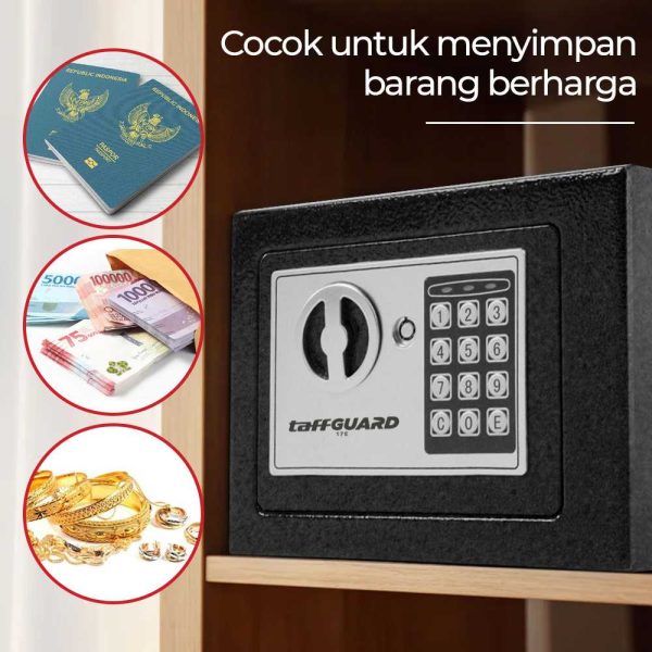 TaffGUARD Brankas Mini Electric Pass Deposit Box +Lubang Celengan 4.6L