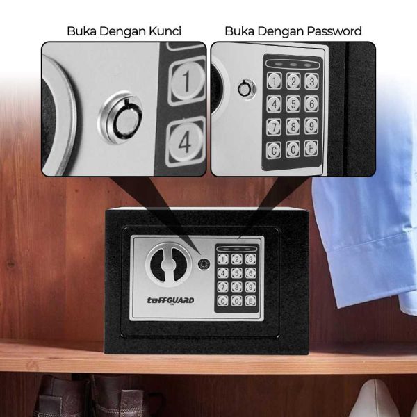 TaffGUARD Brankas Mini Electric Pass Deposit Box +Lubang Celengan 4.6L