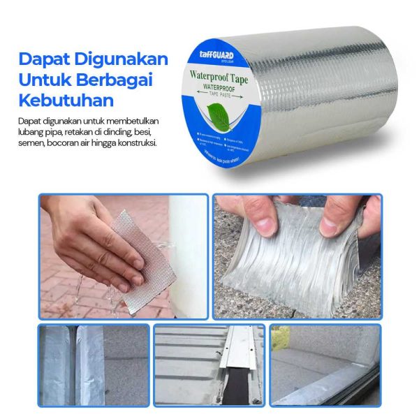 TaffGUARD KYTO Lakban Aluminium Foil Butyl Super Adhesive Duct Tape Waterproof 20 cm x 10 m - LS549 - Silver
