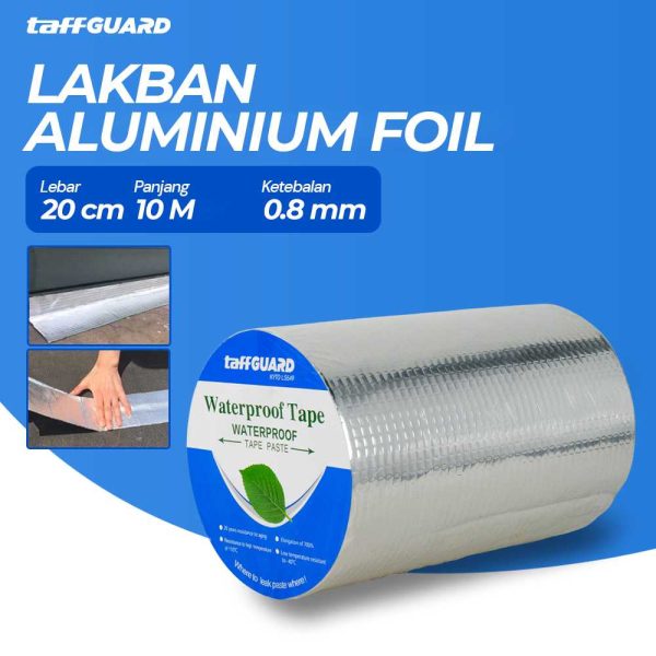 TaffGUARD KYTO Lakban Aluminium Foil Butyl Super Adhesive Duct Tape Waterproof 20 cm x 10 m - LS549 - Silver