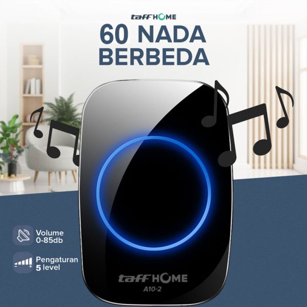 Taffware A10-2 Bel Pintu Wireless Remote Doorbell LED 38 Tunes 2 PCS Receiver