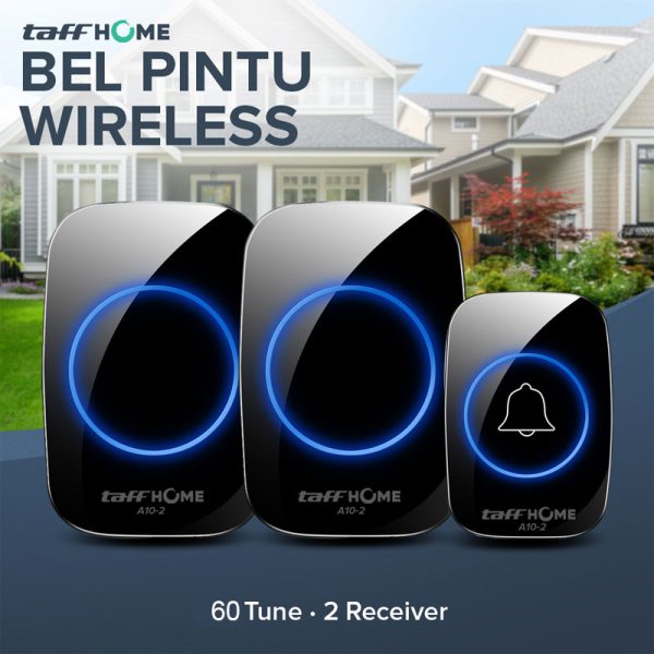 Taffware A10-2 Bel Pintu Wireless Remote Doorbell LED 38 Tunes 2 PCS Receiver