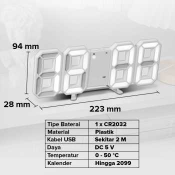 Taffware Jam Meja LED Digital Clock - TS-S60-W - White